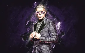 Bad Bunny Fancy Purple Satin Suit Wallpaper