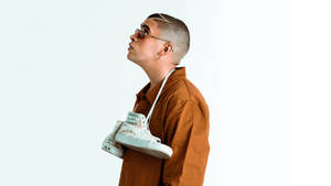 Bad Bunny Hanging White Vans Wallpaper