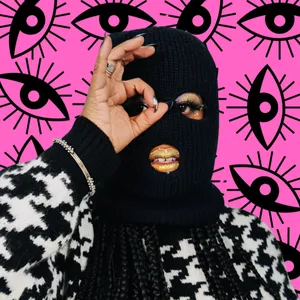 Baddie Ski Mask Fashion Pink Backdrop Wallpaper