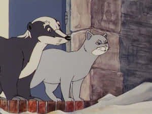 Badger And Cat From The Animals Of Farthing Wood Wallpaper