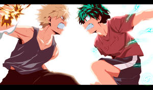 Bakugo And Izuku Clash Wallpaper