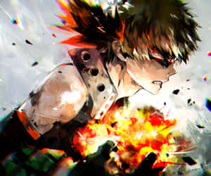 Bakugo Of My Hero Academia Ready To Unleash His Explosion Quirk Wallpaper