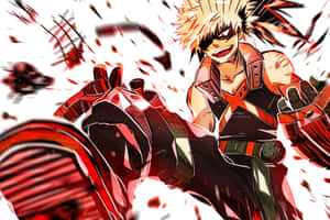 Bakugo Unleashing His Full Power In My Hero Academia Wallpaper