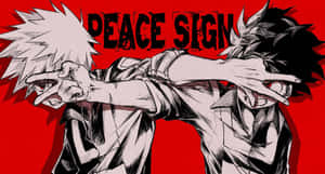 Bakugou Aesthetic Desktop Deku Peace Sign Wallpaper