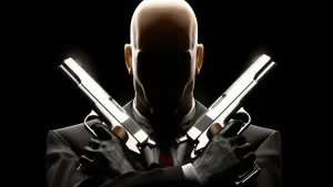 Bald Assassin Dual Pistols Silhouette Wallpaper