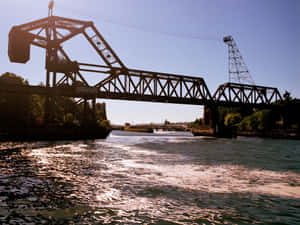 Ballard_ Locks_ Railroad_ Bridge_ Sunset Wallpaper