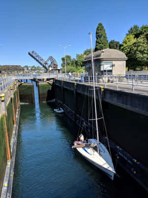 Ballard_ Locks_ Sailboat_ Passage Wallpaper