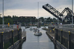 Ballard_ Locks_ Sailboat_ Passage Wallpaper