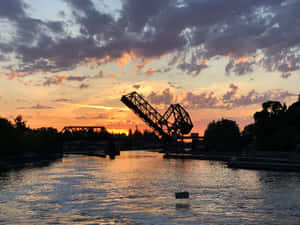 Ballard_ Locks_ Sunset_ Bridge_ Raised Wallpaper