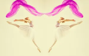 Ballerina Dancer Twin Watercolor Blot Art Wallpaper