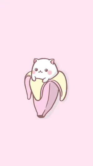 Banana Cat Cute Illustration Wallpaper