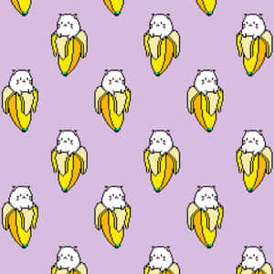 Banana Cat Pattern Background Wallpaper