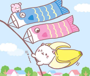 Banana Catand Fish Kites Wallpaper