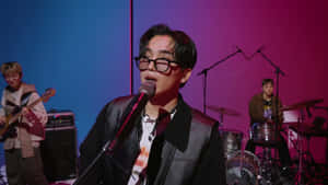 Band Performance Pink Blue Lighting Wallpaper