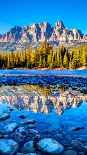 Banff National Park Stones By The Riverside Wallpaper