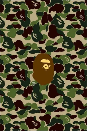 Bape Monkey On Green Camo Patern Wallpaper