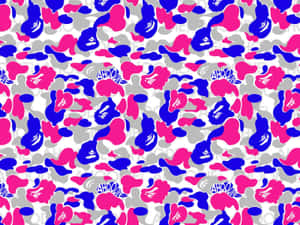 Bape Pink And Blue Camo Pattern Wallpaper