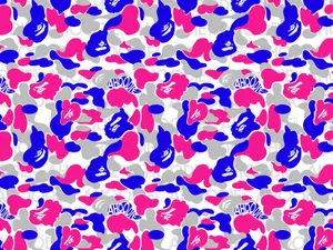 Bape Pink And Blue Camo Pattern Wallpaper