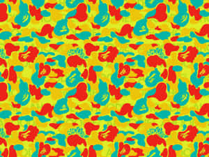 Bape Yellow, Red, And Blue Camo Wallpaper