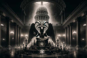 Baphomet Statuein Grand Hall Wallpaper