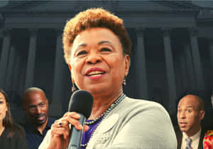 Barbara Lee Holding Microphone Wallpaper