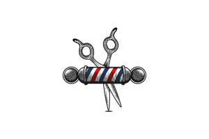 Barber Pole And Scissors Art Wallpaper