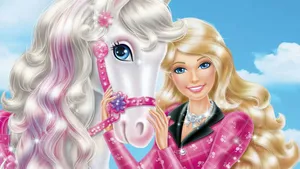 Barbie And Her Horse Enjoying Time Together Wallpaper