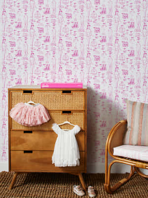 Barbie Themed Childrens Room Decor Wallpaper