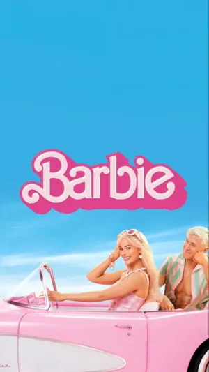 Barbieand Ken In Pink Convertible Wallpaper