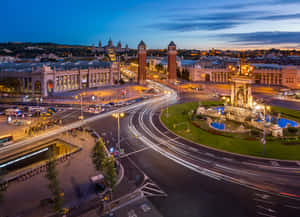 Barcelona Twilight Cityscape Wallpaper