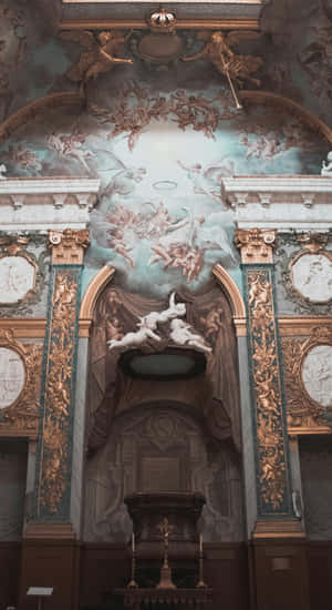 Baroque Church Ceiling Fresco Wallpaper