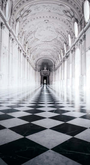 Baroque Corridor With Ornate Ceiling Wallpaper