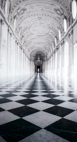 Baroque Corridor With Ornate Ceiling Wallpaper