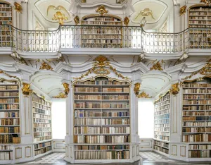 Baroque Library Hall Interior Wallpaper