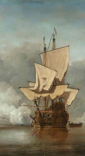 Baroque Sailing Ship Painting Wallpaper
