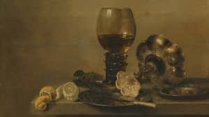 Baroque Still Life With Glass Wallpaper