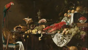 Baroque Still Life With Parrot Wallpaper