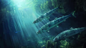 Barracudas Swimming Underwater Wallpaper