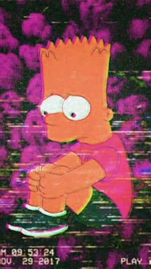 Bart Simpson Feeling Down And Holding An Outdated Phone Wallpaper