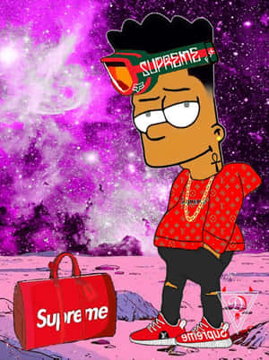 Bart Simpson In Supreme Outfit Wallpaper