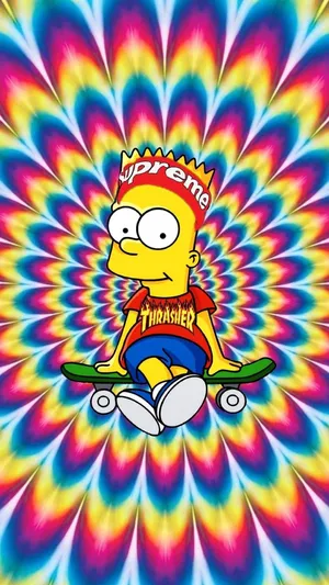 Bart Simpson Trippy Radial Pattern Wallpaper