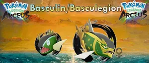Basculin With Pokémon Legends Arceus Logo Wallpaper