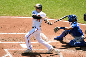 Baseball Hitter Action Shot Wallpaper