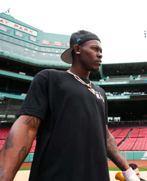 Baseball_ Player_ At_ Stadium Wallpaper