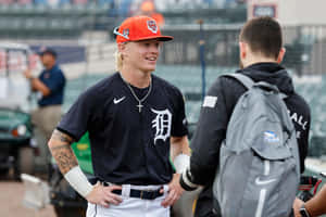 Baseball Player Conversation Dugout Wallpaper