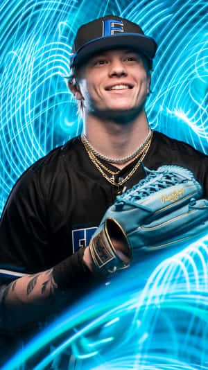 Baseball Player Futuristic Backdrop Wallpaper