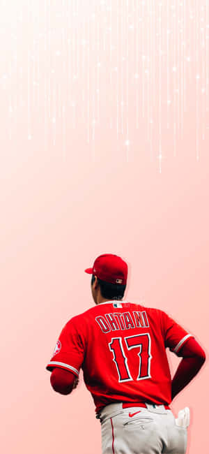 Baseball_ Player_ Ohtani_17_ Red_ Jersey_ Back_ View Wallpaper