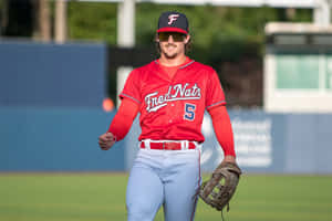 Baseball Player On Field Number5 Wallpaper