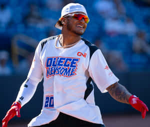 Baseball Playerin Action Sunglasses Wallpaper