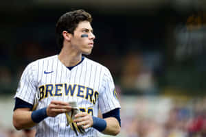 Baseball Playerin Pinstripe Uniform Wallpaper